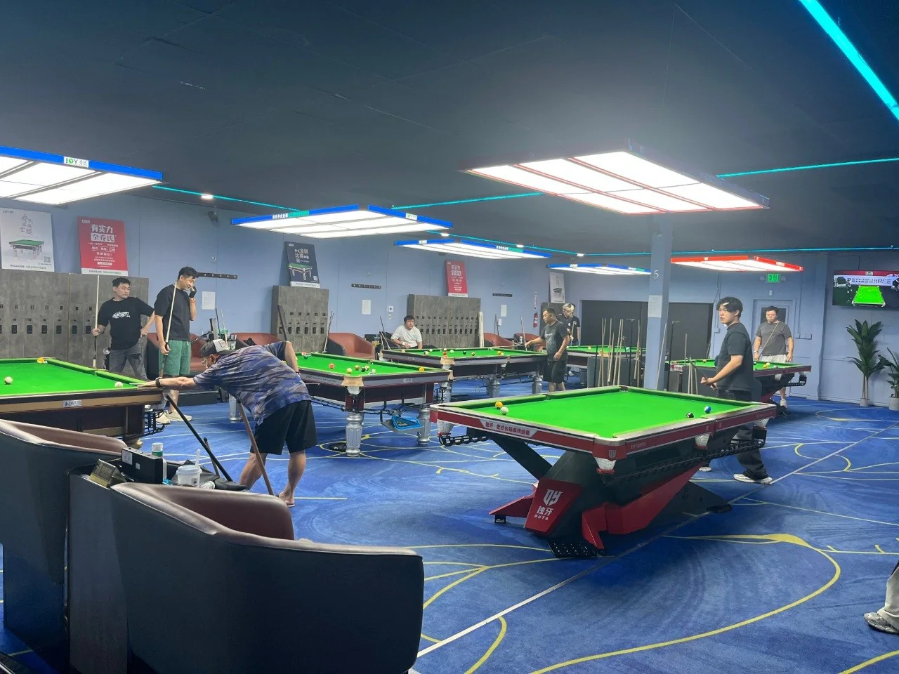 Cue Action Billiard Club main hall with Chinese 8-ball tables in Rowland Heights